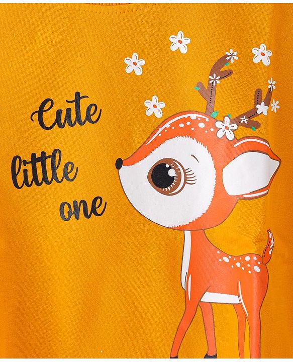 Babyhug Cotton Knit Full Sleeves Sweat Shirts with Floral & Deer Graphics Pack of 2 - White & Orange