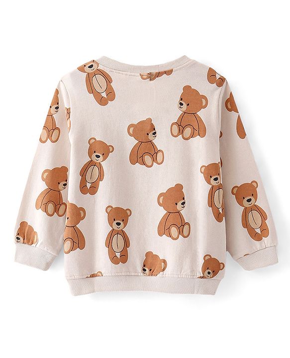 Babyhug Cotton Knit Full Sleeves Sweatshirts with Text & Bear Graphics Pack of 2 - Red & White