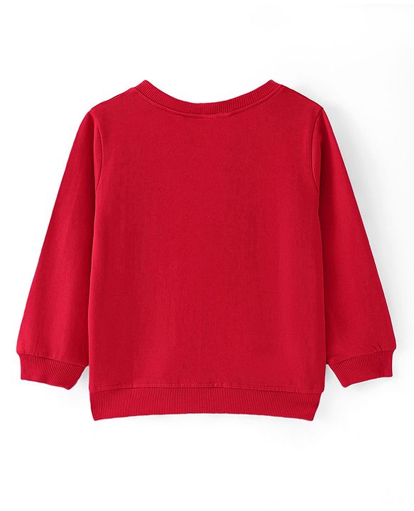 Babyhug Cotton Knit Full Sleeves Sweatshirts with Text & Bear Graphics Pack of 2 - Red & White