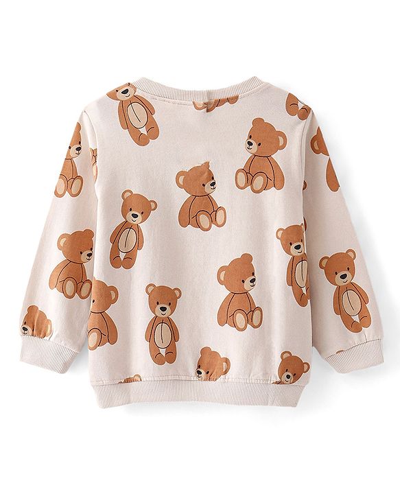 Babyhug Cotton Knit Full Sleeves Sweatshirts with Text & Bear Graphics Pack of 2 - Red & White