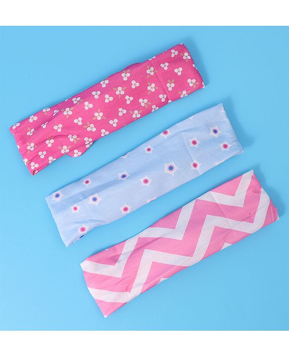 Babyhug Free Size Headbands With Bow Applique Pack of 3 - Pink & Blue