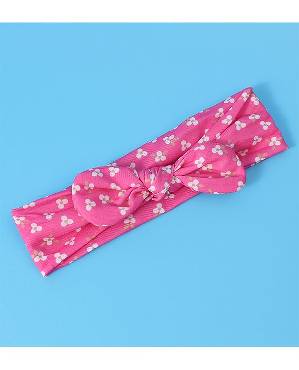 Babyhug Free Size Headbands With Bow Applique Pack of 3 - Pink & Blue