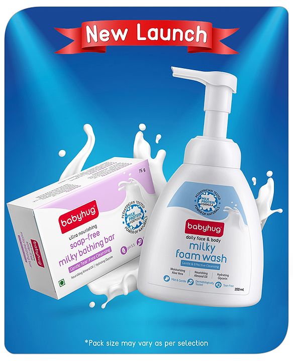 Babyhug pH 5.5 Ultra Nourishing Soap-Free Milky Bathing Bar - 75 g |Free Soap Tray |Does not Dry Skin|Prevents Rashes | Dermatologically & Pediatrician Tested|Extra Mild | Gentle Tear-free Cleansing