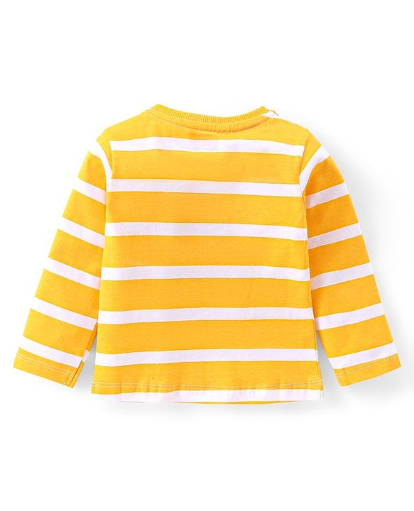 Babyhug Cotton Knit Full Sleeves Striped T-Shirt- Yellow