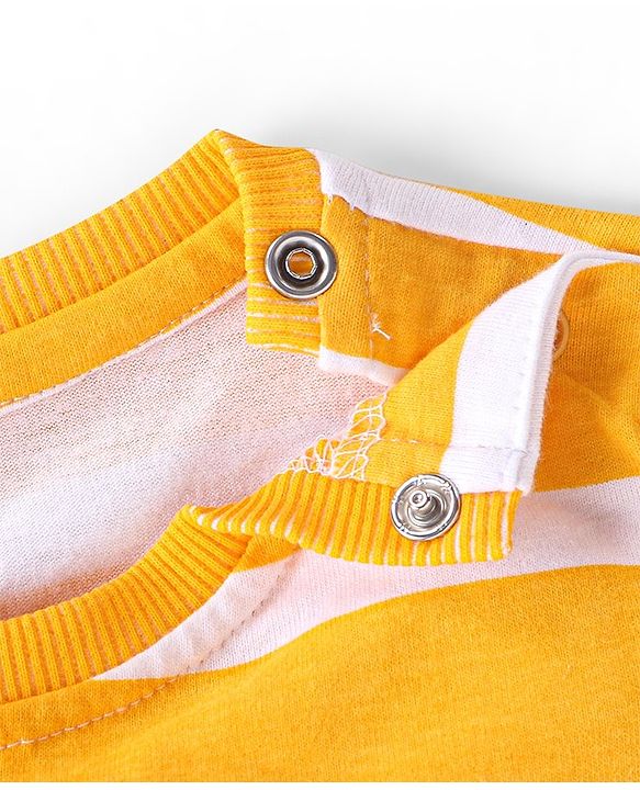 Babyhug Cotton Knit Full Sleeves Striped T-Shirt- Yellow