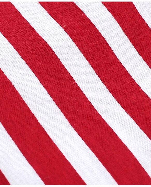 Babyhug Cotton Knit Full Sleeves Striped T-Shirt - Red & White