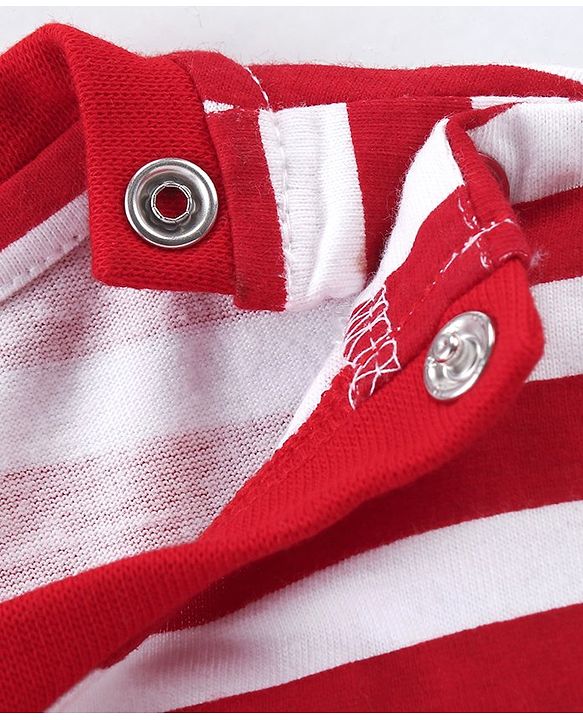 Babyhug Cotton Knit Full Sleeves Striped T-Shirt - Red & White