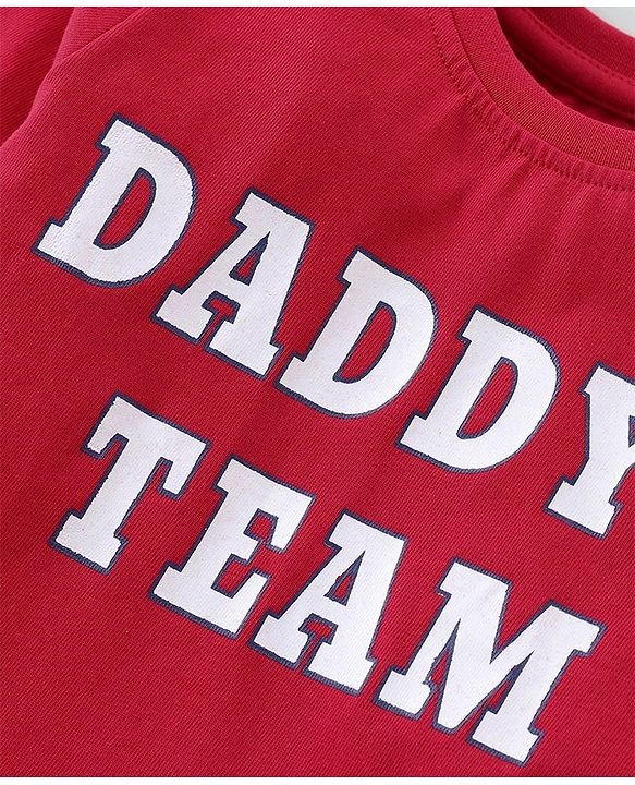 Babyhug Cotton Knit  Full Sleeves T-Shirt with Text Print - Red