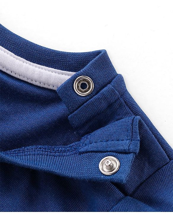 Babyhug Cotton Knit  Full Sleeves T-Shirt With Text & Bear Print - Navy Blue