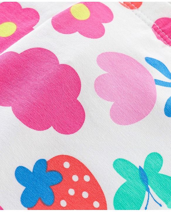 Babyhug Cotton Lycra Knit Full Length Stretchable Leggings with Floral Print Pack of 3 - Multicolour