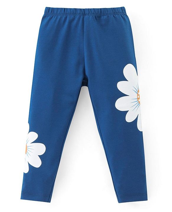 Babyhug Cotton Lycra Knit Full Length Stretchable Leggings with Floral & Polka Dots Print Pack of 3 - Multicolour