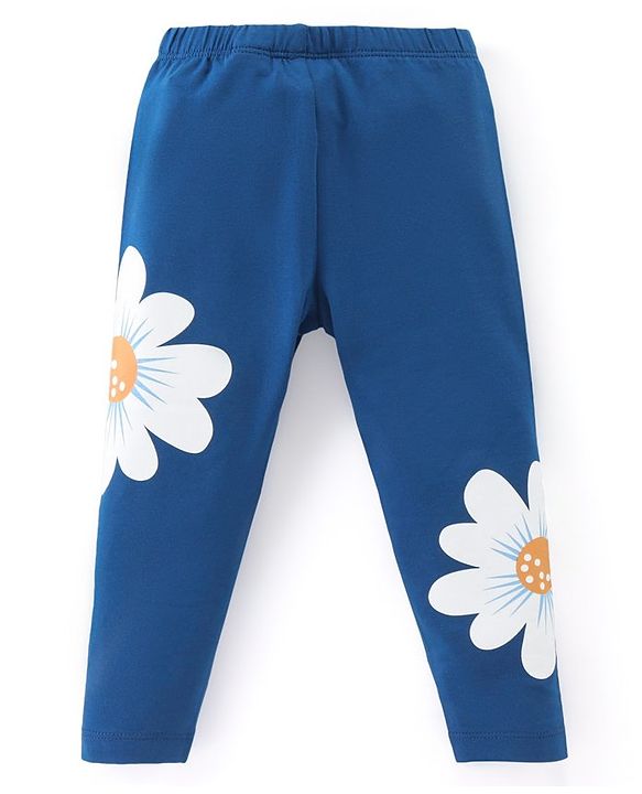 Babyhug Cotton Lycra Knit Full Length Stretchable Leggings with Floral & Polka Dots Print Pack of 3 - Multicolour