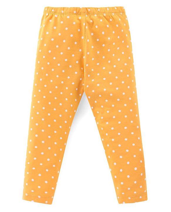 Babyhug Cotton Lycra Knit Full Length Stretchable Leggings with Floral & Polka Dots Print Pack of 3 - Multicolour