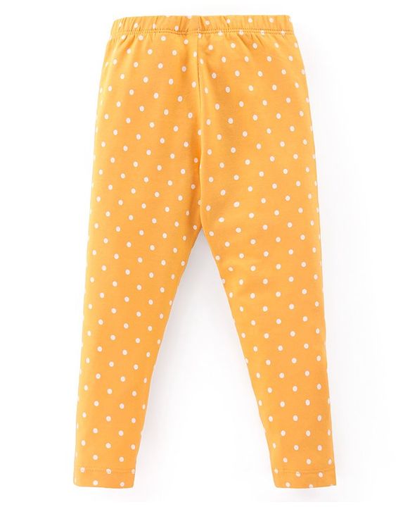 Babyhug Cotton Lycra Knit Full Length Stretchable Leggings with Floral & Polka Dots Print Pack of 3 - Multicolour