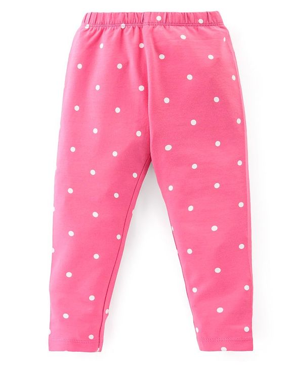 Babyhug Cotton Lycra Knit Full Length Stretchable  Leggings with Floral & Polka Dots Print Pack of 3 - Multicolour