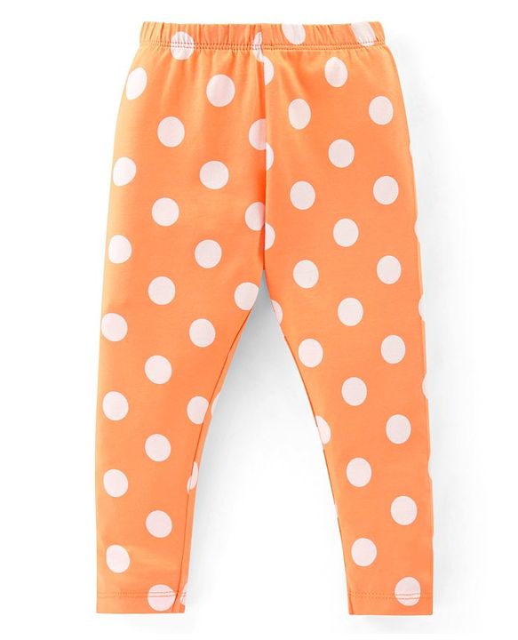 Babyhug Cotton Lycra Knit Full Length Stretchable  Leggings with Floral & Polka Dots Print Pack of 3 - Multicolour