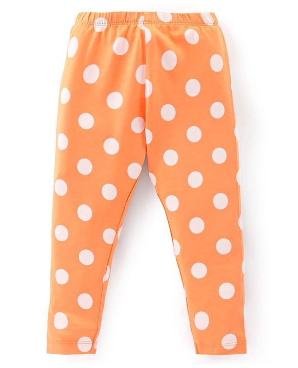 Babyhug Cotton Lycra Knit Full Length Stretchable  Leggings with Floral & Polka Dots Print Pack of 3 - Multicolour