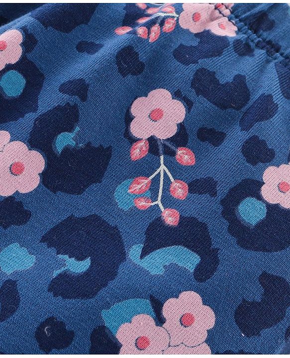 Babyhug Cotton Lycra Knit Full Length Stretchable Leggings with Floral & Butterfly Print Pack of 3 - Multicolour