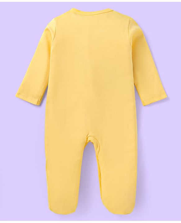 Babyhug Cotton Knit Full Sleeves Striped & Bear Printed Sleep Suits Pack of 2 - Yellow & Green