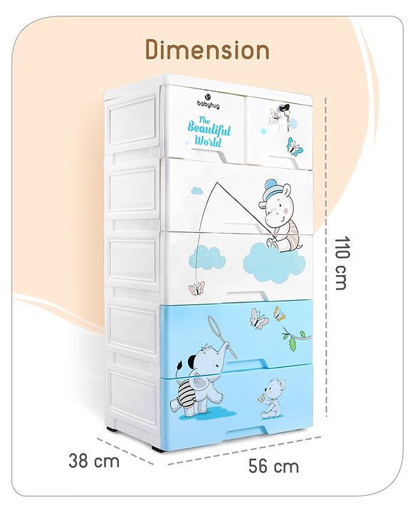 Babyhug 5 Layer High Density Plastic Storage Cabinet - Blue & White