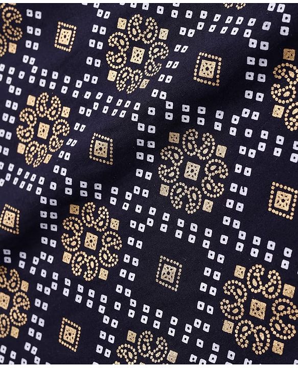 Pine Kids Cotton Woven Full Sleeves  Kurta Pyjama Set Bandhani Print - Black