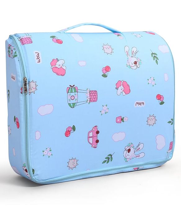 Babyhug 100% Cotton Bed in Bag with Net Car Print - Blue