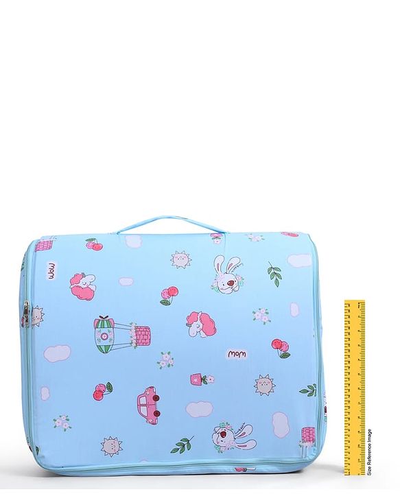 Babyhug 100% Cotton Bed in Bag with Net Car Print - Blue