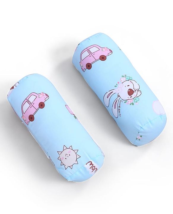 Babyhug 100% Cotton Bed in Bag with Net Car Print - Blue