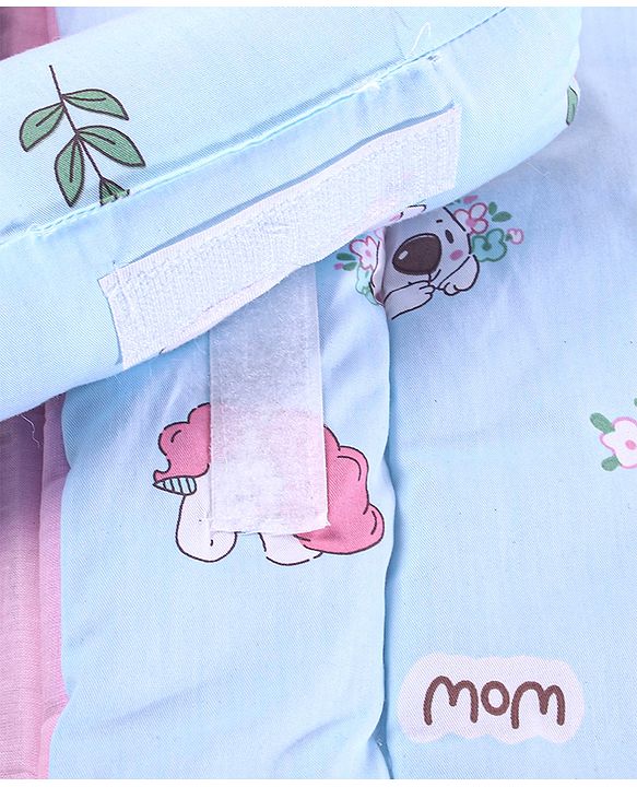 Babyhug 100% Cotton Bed in Bag with Net Car Print - Blue