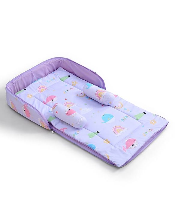 Babyhug 100% Cotton Bed in Bag with Net Car Print - Blue