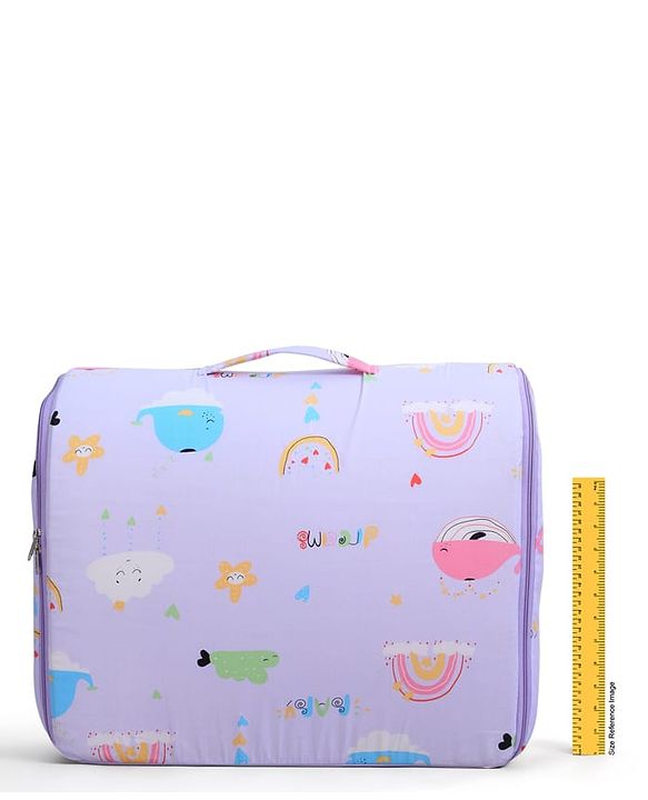 Babyhug 100% Cotton Bed in Bag with Net Car Print - Blue