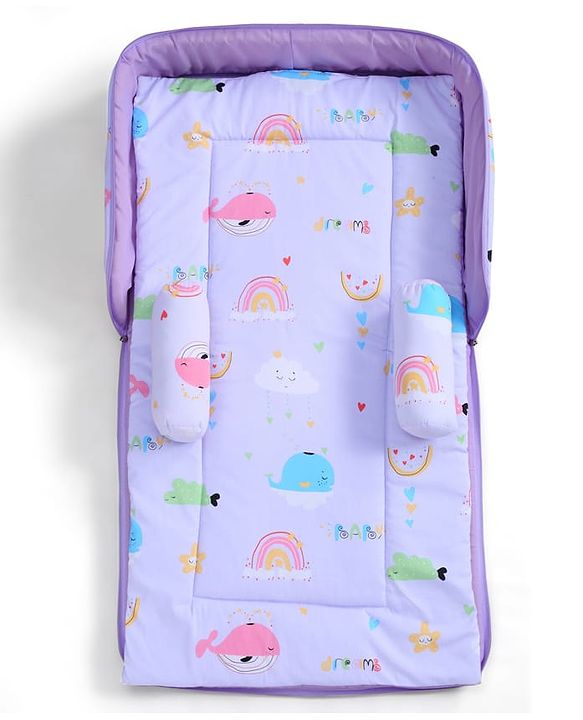 Babyhug 100% Cotton Bed in Bag with Net Car Print - Blue