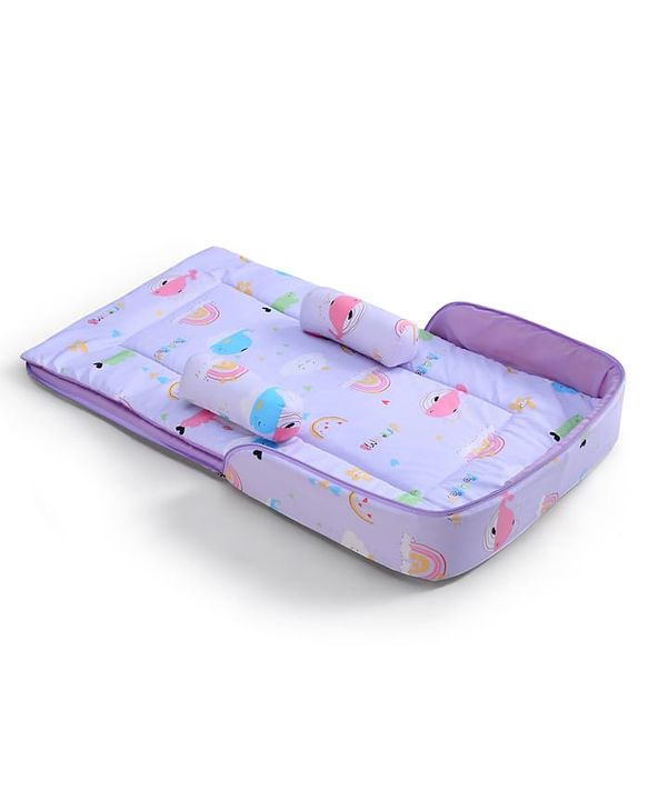 Babyhug 100% Cotton Bed in Bag with Net Car Print - Blue