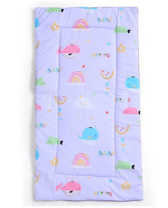 Babyhug 100% Cotton Bed in Bag with Net Car Print - Blue