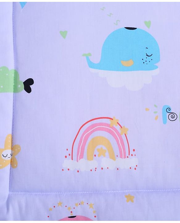 Babyhug 100% Cotton Bed in Bag with Net Car Print - Blue
