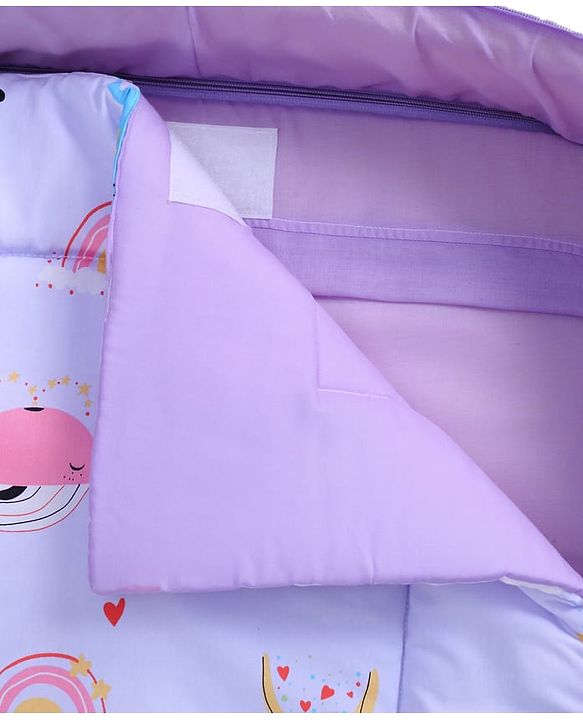 Babyhug 100% Cotton Bed in Bag with Net Car Print - Blue