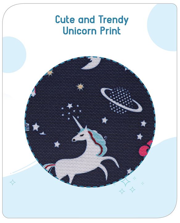 Babyhug Mini Travel Diaper Sling Bag Unicorn Theme- Blue
