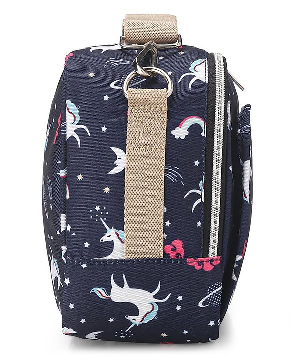 Babyhug Mini Travel Diaper Sling Bag Unicorn Theme- Blue