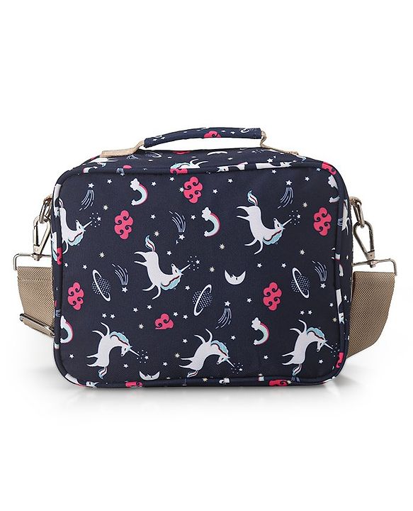 Babyhug Mini Travel Diaper Sling Bag Unicorn Theme- Blue