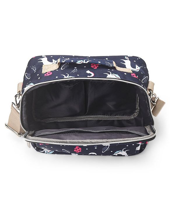 Babyhug Mini Travel Diaper Sling Bag Unicorn Theme- Blue