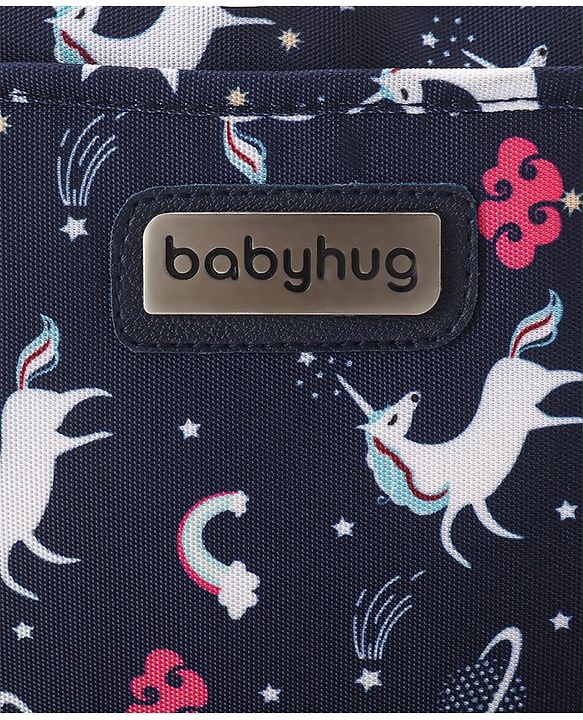 Babyhug Mini Travel Diaper Sling Bag Unicorn Theme- Blue