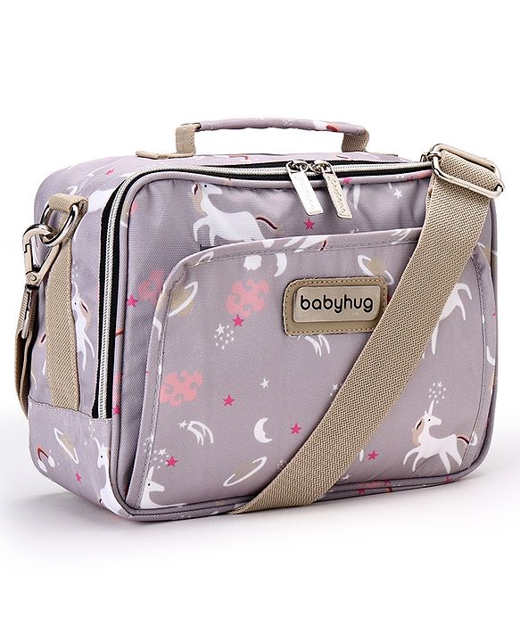 Babyhug Mini Travel Diaper Sling Bag Unicorn Theme- Blue