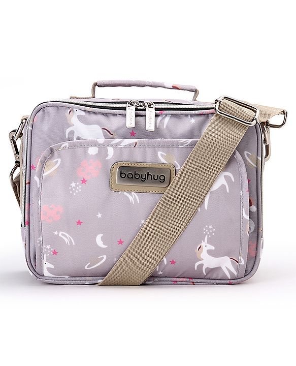 Babyhug Mini Travel Diaper Sling Bag Unicorn Theme- Blue