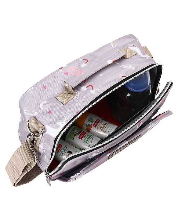 Babyhug Mini Travel Diaper Sling Bag Unicorn Theme- Blue