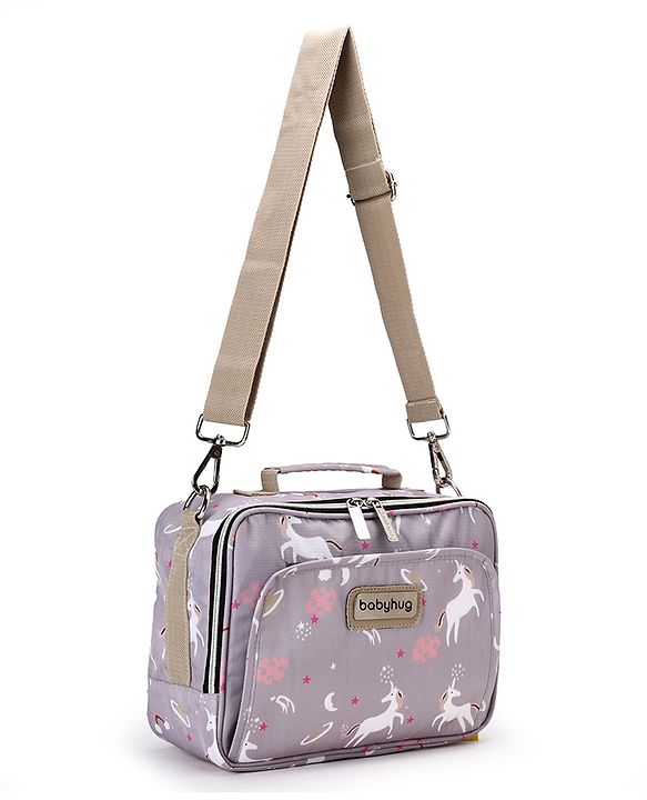 Babyhug Mini Travel Diaper Sling Bag Unicorn Theme- Blue