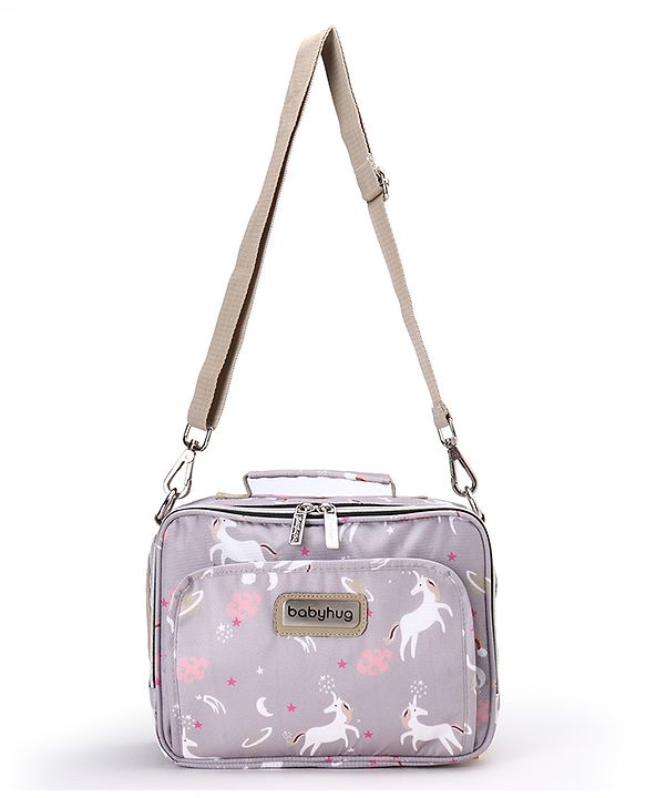 Babyhug Mini Travel Diaper Sling Bag Unicorn Theme- Blue