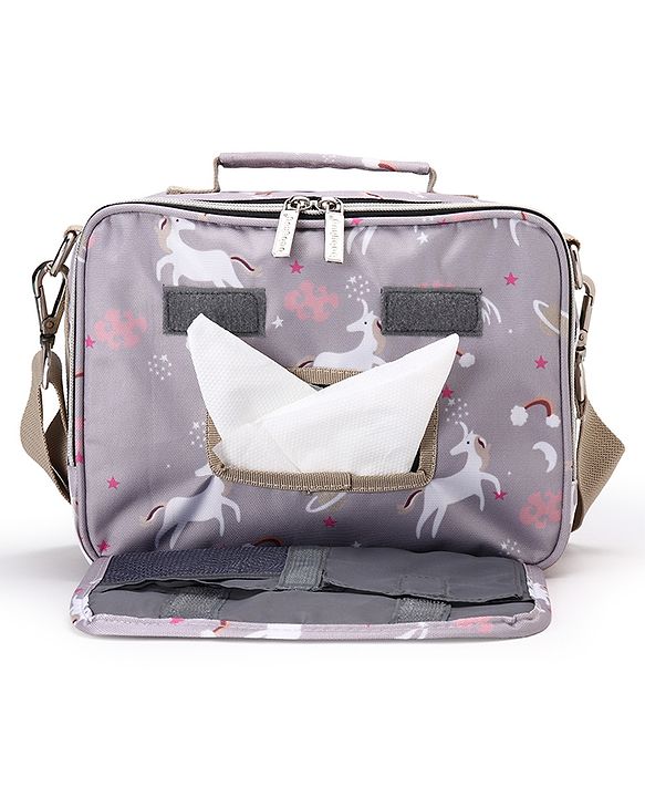 Babyhug Mini Travel Diaper Sling Bag Unicorn Theme- Blue