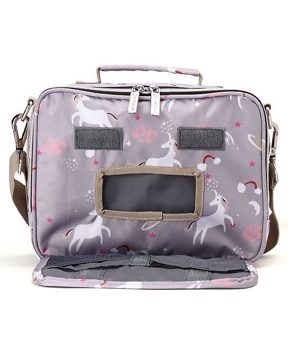 Babyhug Mini Travel Diaper Sling Bag Unicorn Theme- Blue