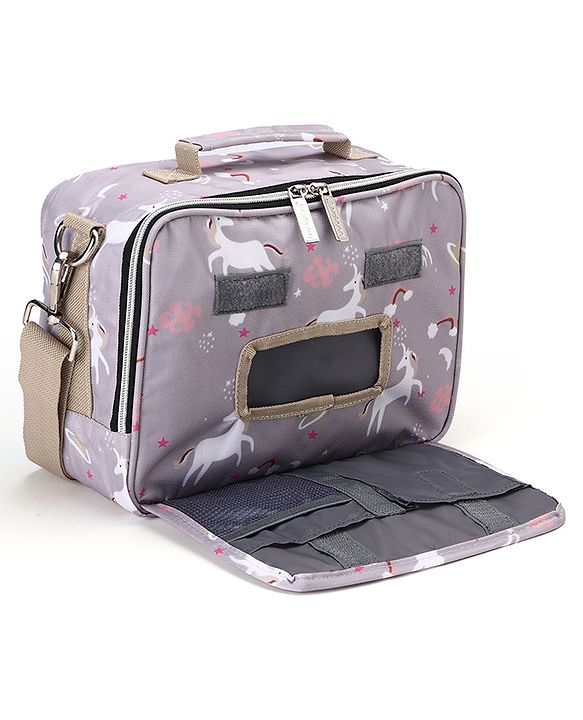 Babyhug Mini Travel Diaper Sling Bag Unicorn Theme- Blue