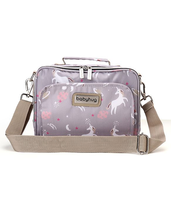 Babyhug Mini Travel Diaper Sling Bag Unicorn Theme- Blue
